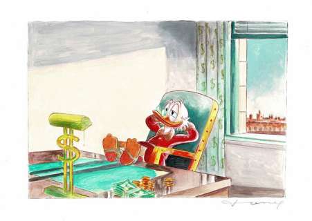 Fernandez, Tony - Original Acrylic Painting - Uncle Scrooge inspired by Edward Hopper | Catawiki
