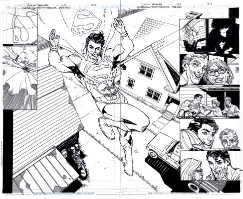 Cully Hamner - Superman Villains #1 Dps 1-2 (Awesome Superman Flying Home To See Ma & Pa Kent!) 2020