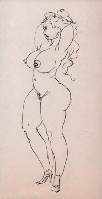 Roy Krenkel | Full Bosomed Full Figure Nude Ink Sketch | Anthony’s Comic Book Art