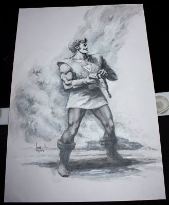 Mike Netzer | Sci-Fi Hero Full Figure Loading Pistol Painted Art - Signed - 2018 | Anthony’s Comic Book Art