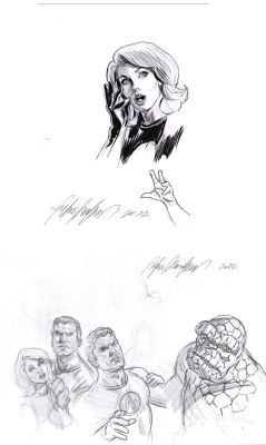 Felipe Massafera | Fantastic Four #48 Cover Prelims (Reed & Sue Twice with the Thing, 2 Cover Prelim Images Drawn on 2 Drawing Papers!) | Romitaman