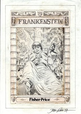 John Romita Sr. | 1984 Frankenstein Classic Comics Detailed Final Pencil Art For Finished Cassette Box Painting | Romitaman