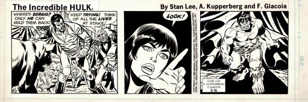 Alan Kupperberg, Frank Giacoia | Incredible Hulk Daily Strip (The Pissed Off Hulk in a Great Pose Coming Into the Circus! Frank Giacoia Inks!) 2-16-1980 | Romitaman