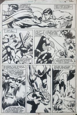 Bill Sienkiewicz | Sienkiewicz, Bill - Moon Knight #7 Pg 22, Mk Fights All the Werewolf Worshipers! | Cool Lines Art