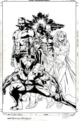 Greg Land Jay Leisten | X-Men #1 Cover (Wolverine, Colossus, Nightcrawler, Cyclops, White Queen, Pixie!) 2008 | Romitaman