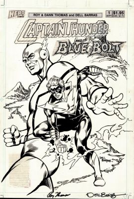 Dell Barras | Captain Thunder And Blue Bolt #1 Cover & Full Size Color Cover Print Signed By Roy Thomas & Dell Barras!) 1987 | Romitaman