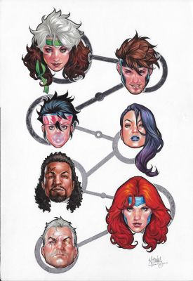 Mark Brooks - Used For 5 Covers X-Men 26, 32, Powers of X 3, House of X 3, Cable 3 - Rogue Gambit Jubilee Psylocke Bishop Cable Jean Grey