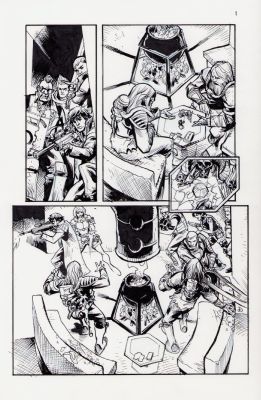 Karl Moline | Soldiers W/ Guns Action Page - Karl Moline | Anthony’s Comic Book Art