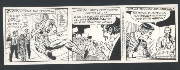 Larry Lieber | Spider-Man Daily By Lieber And Lee - Spidey Swings Out At You While J Jonah Plays Politics Issue Spider-Man Daily Page 8-10-88 | Koch Comic Art