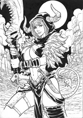 Kallys, Queen of the Valley of Bones Original Ink Art by LC Freitas | Raremarq (Buy It Now)