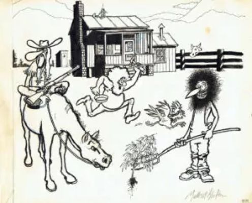 Gilbert Shelton | The Freak Brothers – Cultivating – illustration | La Galerie de la Bande Dessinée