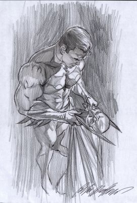 Felipe Massafera | Batman Prelim For Published Painted Giclee & Poster Art! (Batman Holding His Mask & Cowl) | Romitaman