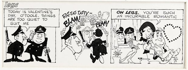 Jack Rickard | Rickard, Jack - Legs Comic Strip Daily a Gangster Tryout Series - Romance on Valentines Day 1960S | Cool Lines Art