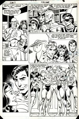 Chuck Patton Mike Machlan | Justice League of America #239 P 6 (18 Main Jla Members Drawn! Just a Spectacular Page!) 1985 | Romitaman