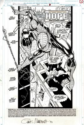 Chris Marrinan Sam de La Rosa | Spider-Man #29 P 1 Splash (Large Spidey Image Swionging & Getting Ready To Sdave a Girl!) 1992 | Romitaman
