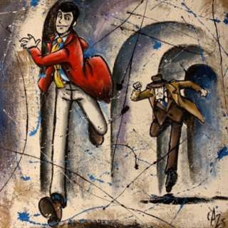 Davide Zanella – Lupin e Zenigata inseguimento a piedi | Marco Lucchetti Art Gallery