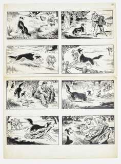 Eight Black Bob original artwork panels from the Dandy/Black Bob Book (1950s) by Jack Prout. | Comic Book Auctions ltd