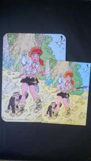 Wasterlain, Marc - Dessin original en couleurs + plaque aluminium Dibond - Hommage Ã  François Walthéry "L’ÃŽle d’outre-monde " - Jeannette Pointu | Catawiki