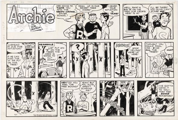 Bob Montana | Montana, Bob - Archie Daily 9/61948, Early, Archie & Boys in the Woods | Cool Lines Art