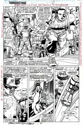 Ron Frenz Al Milgrom | Thunderstrike #1 P 21 Half-Splash (Thunderstrike in Every Panel Helping Cops in Emergency!) 1993 | Romitaman