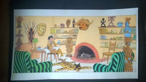 Wasterlain, Marc - Dessin original en couleurs - Hommage Ã  Hergé "Les 7 boules de cristal" | Catawiki