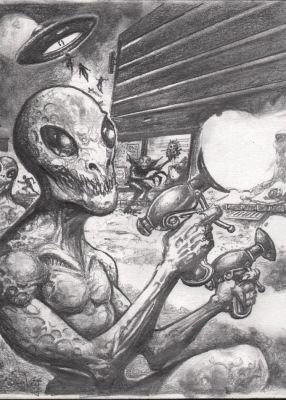 Clint Langley – Alien illustration – 9×8 inches | Berserker Art