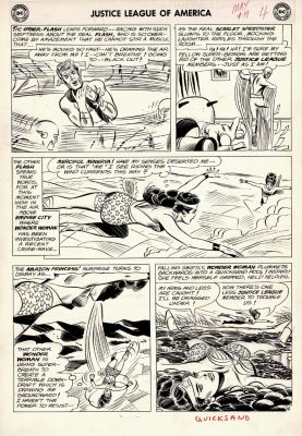 Bernard Sachs , Mike Sekowsky | Justice League of America #19 P 4 (Flash & Wonder Woman Both Battle Their Evil Doppelgangers Throughout Page!) Large Art - 1962 | Romitaman