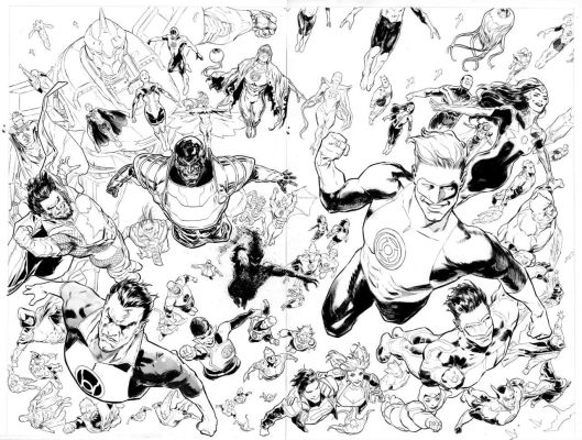 Xermanico | Green Lantern #600 Double Spread COVER (Traditional Art) | Black Diamond