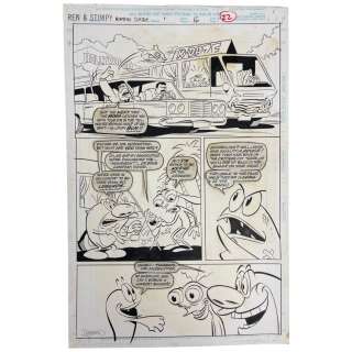 Ren and Stimpy RADIO DAZE #1 Original Storyboard Production Comic Art Signed By Darren Auck | Los Angeles Estate Auction