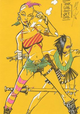 John McCrea | Tank Girl and Get Girl _ a4 full figure | John McCrea