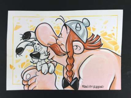 Asterix - Francesco Barbieri - original illustr. "Obelix & Idefix" - Page volante | Catawiki