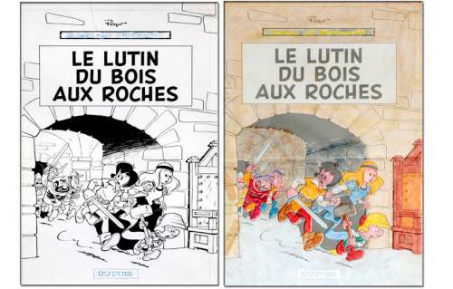 Peyo - Johan et Pirlouit, illustration Ã  l‘encre de Chin…