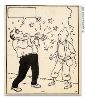 Herge | LE TEMPLE DU SOLEIL Encre de Chine pour cette magnifique case pu | Coutau Bégarie