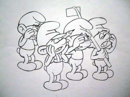 Smurfs - Peyo Les Schtroumpfs animation drawing - - - (1981/1989) | Catawiki