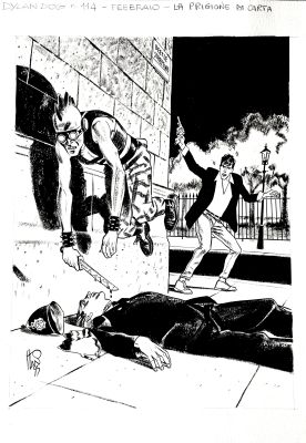 Angelo Stano | Original cover for Dylan Dog n. 114 "La prigione di carta". Cm. 25,5x36,5. Ink. Signed. Mint. Code 2202. | Segni e Disegni