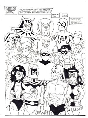 Fred Hembeck | Dateline Pinup with Watchmen And Charlton Heroes By Fred Hembeck | ComicArtFans Classifieds