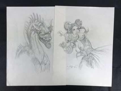 Alessandro Biffignandi - 2x original illustr. "Biancaneve e il Drago" - Page volante - EO | Catawiki