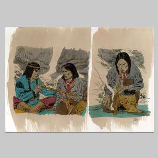 Jef | Tirage réhaussé à l’aquarelle, Geronimo fume le calumet avec Cochise | Collector BD