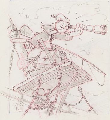 Manuel Gonzales | Manuel Gonzales - Donald Duck - the Whalers - 1938 - Publicity Drawing | ComicArtFans Classifieds