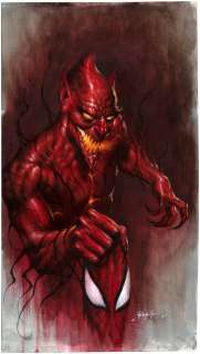 "AMAZING SPIDER-MAN" #800 RED GOBLIN VARIANT COMIC BOOK COVER ORIGINAL ART BY LUCIO PARRILLO.