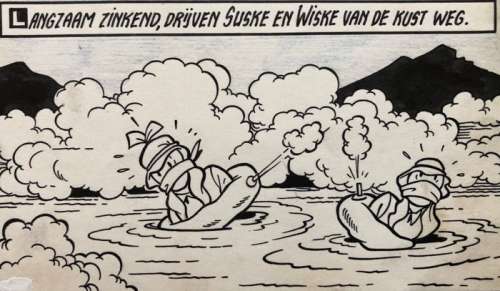 Suske en Wiske 50 - Originele pagina (p.42) Sjeik el Ro-Jenbiet - met luxe groot formaat hc  - (1963/2018) | Catawiki