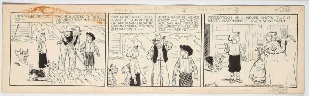 Cap Stubbs and Tippie Original Ink Daily Comic Strip Art Signed and Drawn by Edwina Dumm AM11 | Charles Scott Gallery