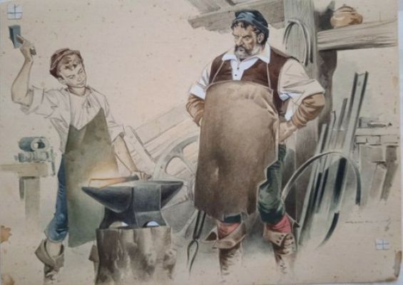 MAGNIFICA TAVOLA ORIGINALE di ANGELO BIOLETTO " La Leggenda di S. Egidio" | eBay Europe