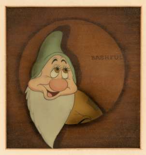 SNOW WHITE AND THE SEVEN DWARFS FRAMED COURVOISIER PRODUCTION CEL SETUP FEATURING BASHFUL. | Hake’s