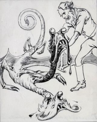 John R. Neill "Old Man and the Dragonette" Original Drawing | misc / divers