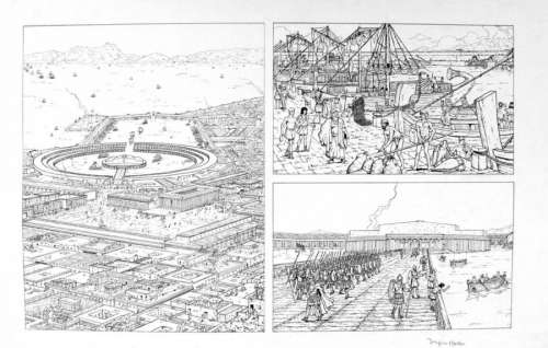 (Martin) Et Vincent Henin | et Vincent HENIN Â«Le Port de CarthageÂ». Encre de Chine pour les pages | Tessier Sarrou