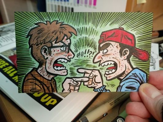 Evan Dorkin Original Eltingville Club Art Pete DiNunzio Bill Dickey Sketch Card