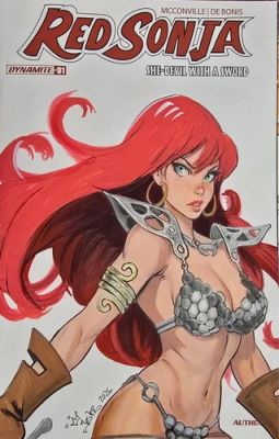 RED SONJA blank comic sketch cover original art Drawing by Jesterart