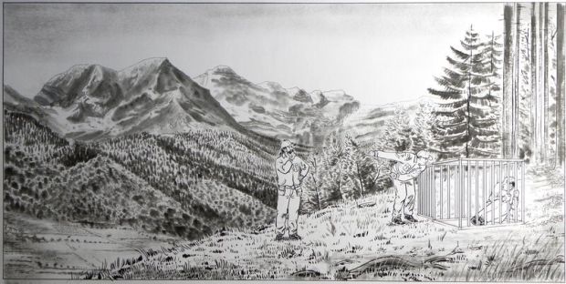 Emmanuel Reuzé | « Faut pas prendre les cons pour des gens » – Randonneurs – Illustration Originale – Emmanuel Reuzé | 2DGalleries