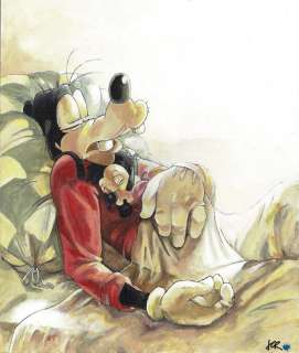 Goofy Resting with Baby Goof - Original Acrylic Painting On Canvas - Joan Carles Rodriguez - Art original | Catawiki